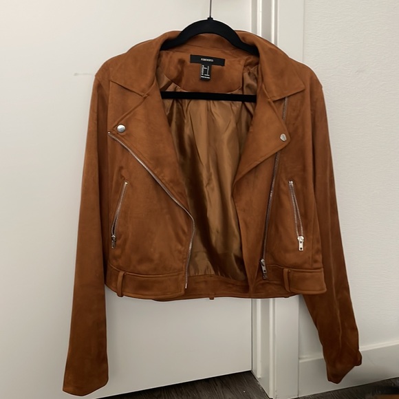 Forever 21 Jackets & Blazers - Caramel Brown cropped suede jacket